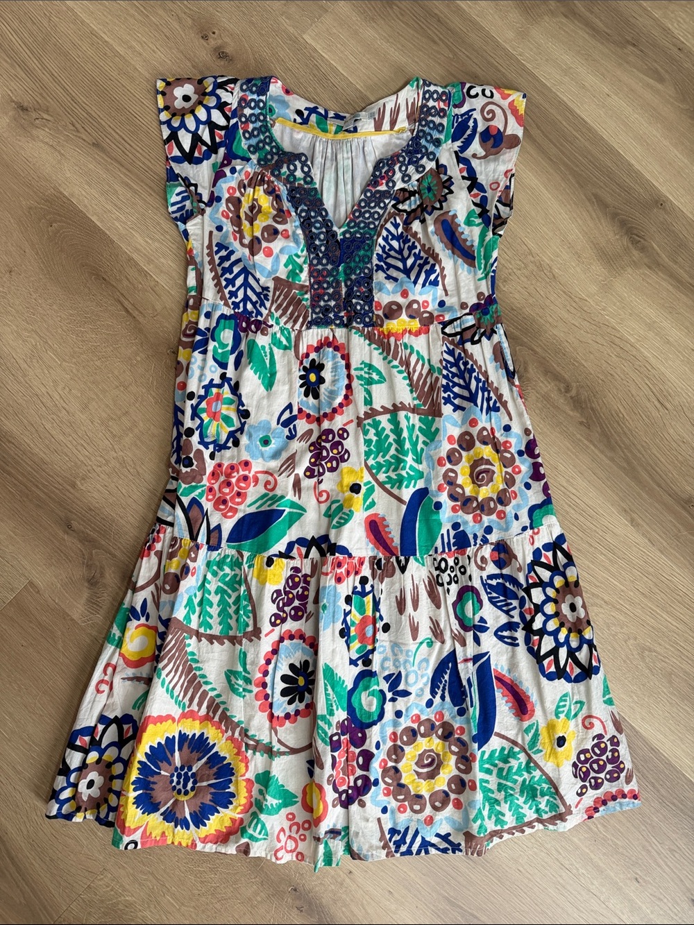 Boden Women’s White Dress with Multicolor Floral Print